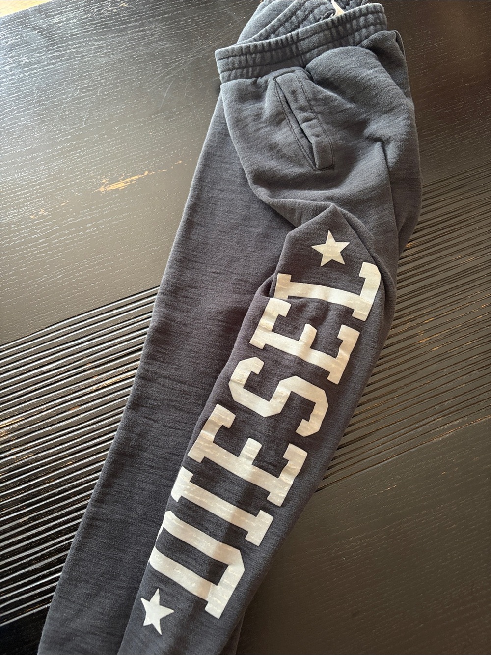 Diesel Gray Sweatpants with White Logo and Stars